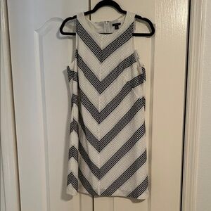 Ann Taylor Navy and White Chevron Tunic